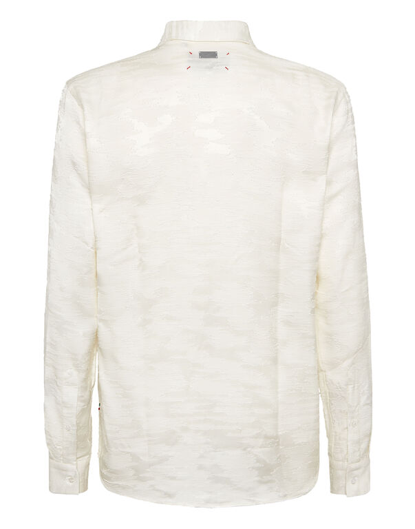 Shirt Sugar Daddy Cut LS Skull&Bones white