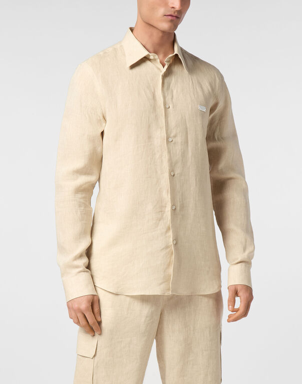 Linen Shirt Sugar Daddy Cut LS beige