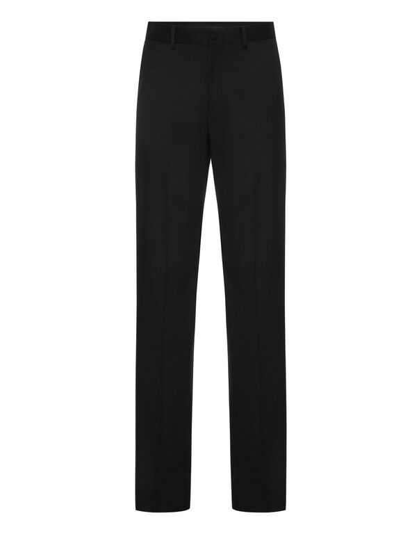 Wool Wide Leg Trousers black