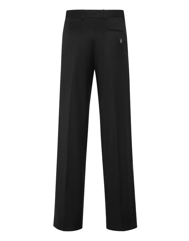 Wool Wide Leg Trousers black