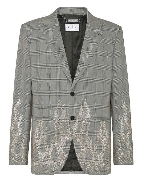 English Check Blazer LS Strass Flame black/turquoise