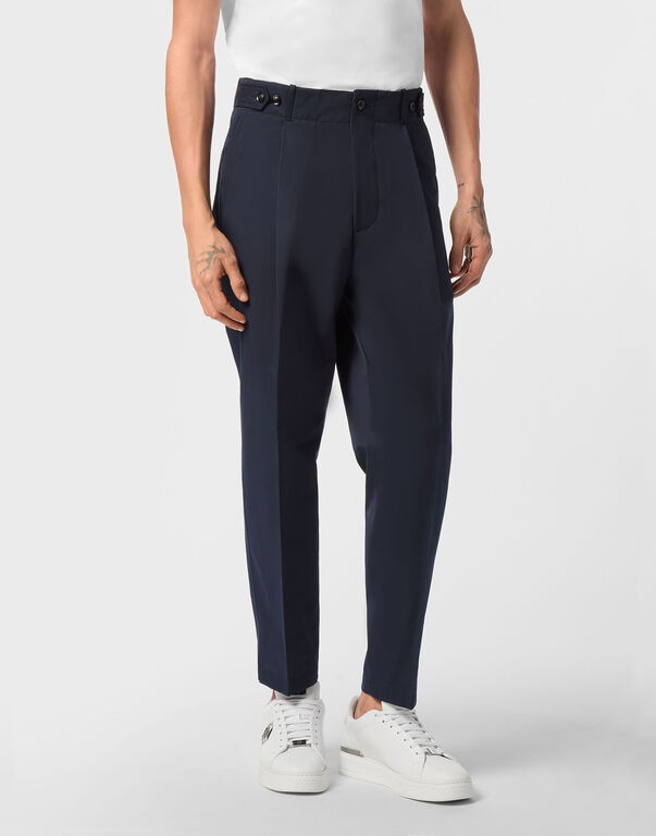 Wool Trousers Chinos Classic Fit dark blue