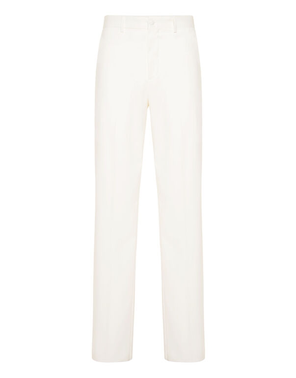 Wool Wide Leg Trousers white