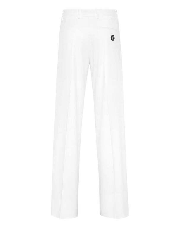 Wool Wide Leg Trousers white