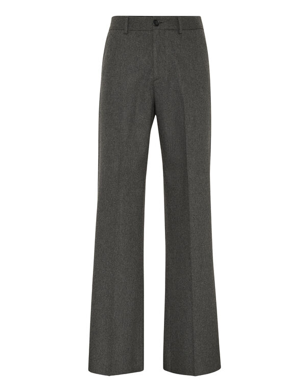 Wool Wide Leg Trousers grey