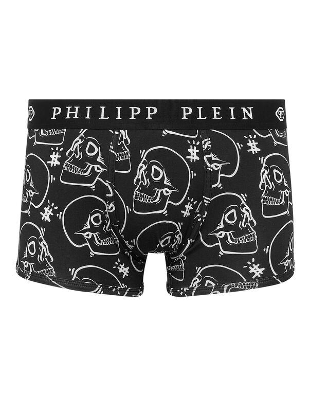 Boxer AlloverOutline Skull black
