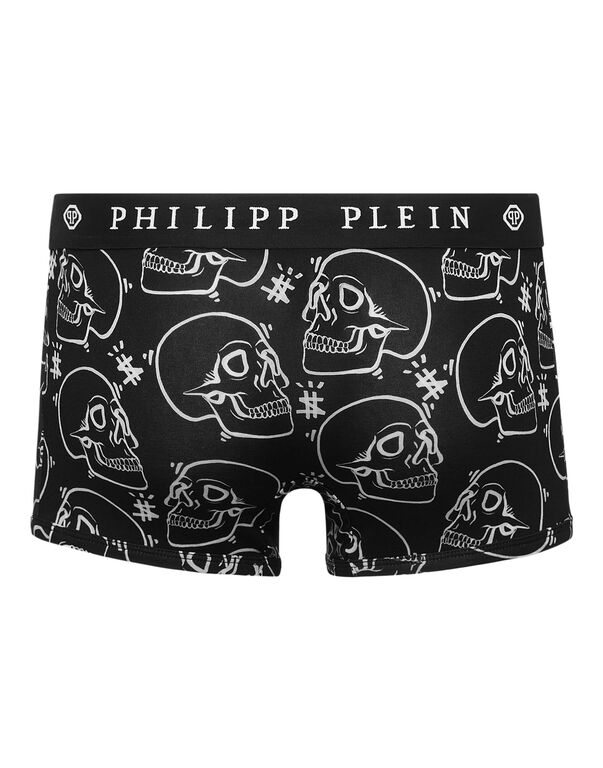 Boxer AlloverOutline Skull black