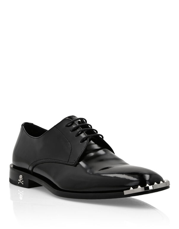 Leather Derby Shoes black/nickel