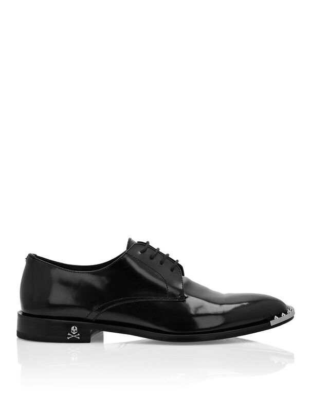 Leather Derby Shoes black/nickel
