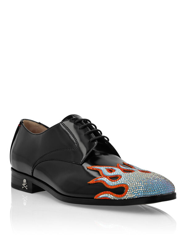Lace Up Shoes Strass Flame black / orange