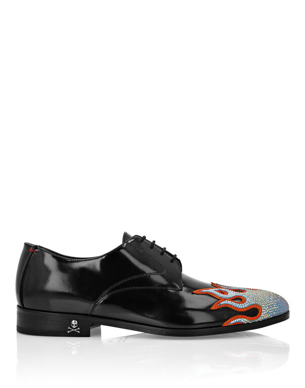 Lace Up Shoes Strass Flame black / orange