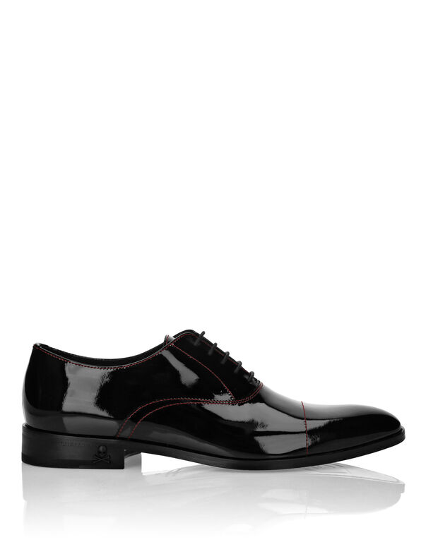 Contrast Stitching Oxford Shoes black / red