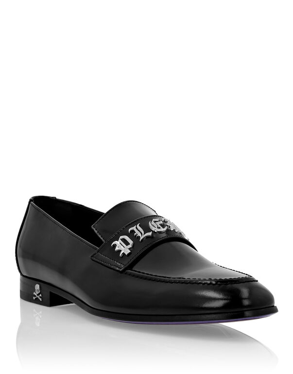 Leather Moccasin Gothic Plein black