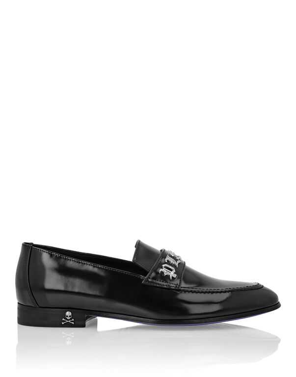 Leather Moccasin Gothic Plein black