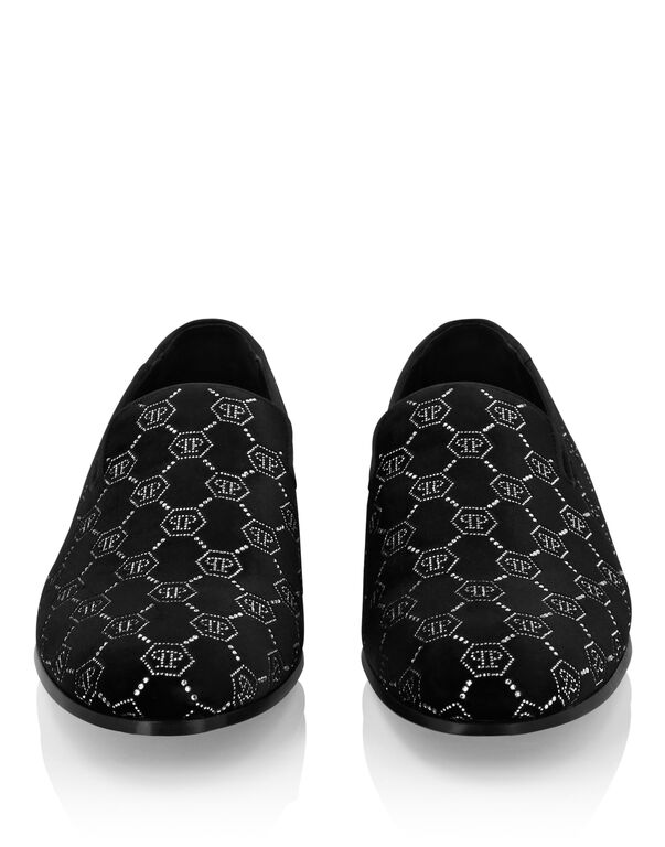 Velvet Loafers Strass Monogram black / crystal
