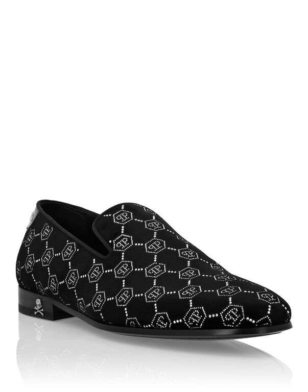 Velvet Loafers Strass Monogram black / crystal