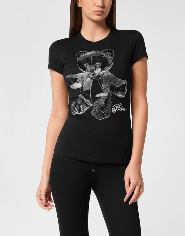 Cotton Sexy Pure Fit T-Shirt Teddy Crystal black