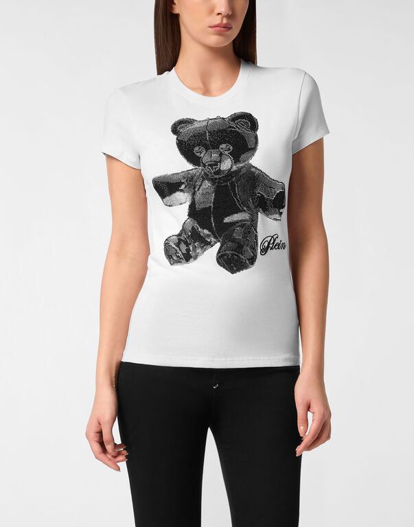 Cotton Sexy Pure Fit T-Shirt Teddy Crystal white