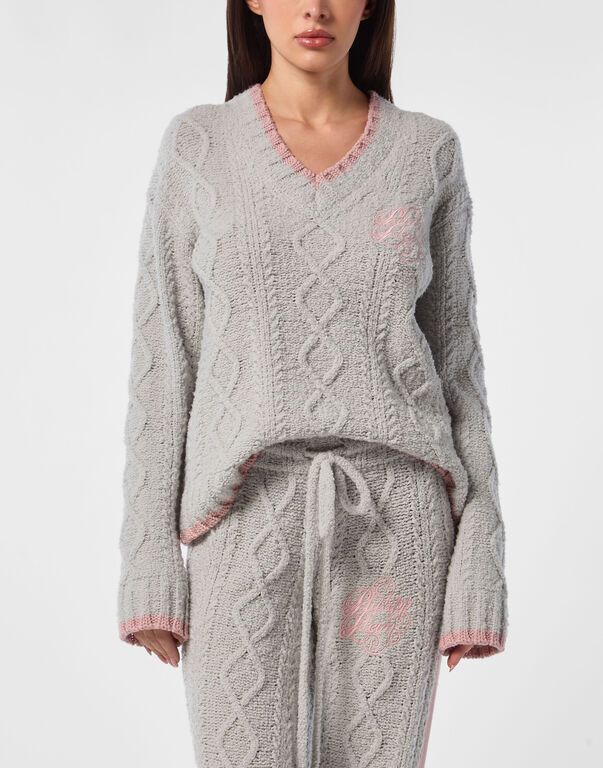 Loose Fit V-Neck Sweater grey