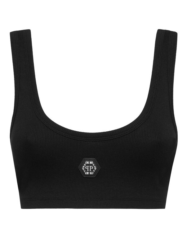 Jersey Rib Cropped Tank Top black