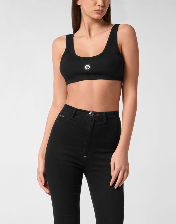 Jersey Rib Cropped Tank Top black