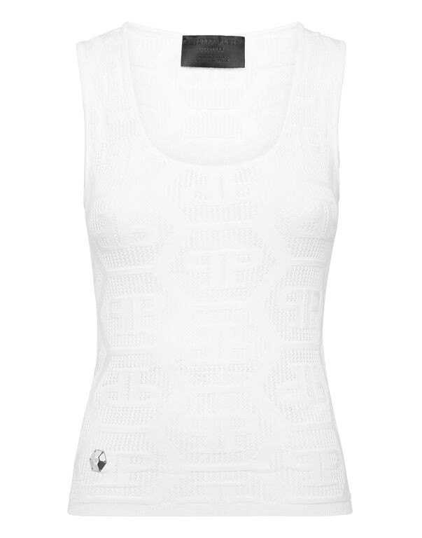 Knit Tank Top Monogram white