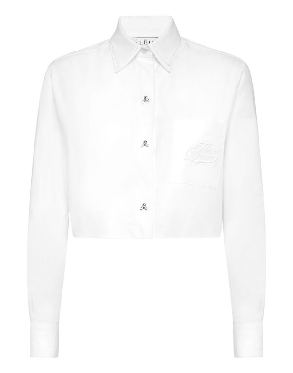 Cropped Double Collar Shirt Plein Deluxe white