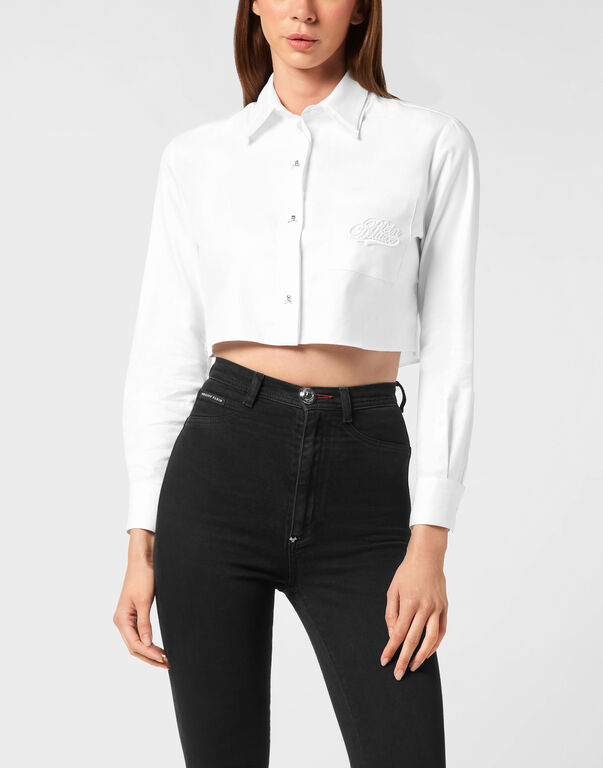 Cropped Double Collar Shirt Plein Deluxe white