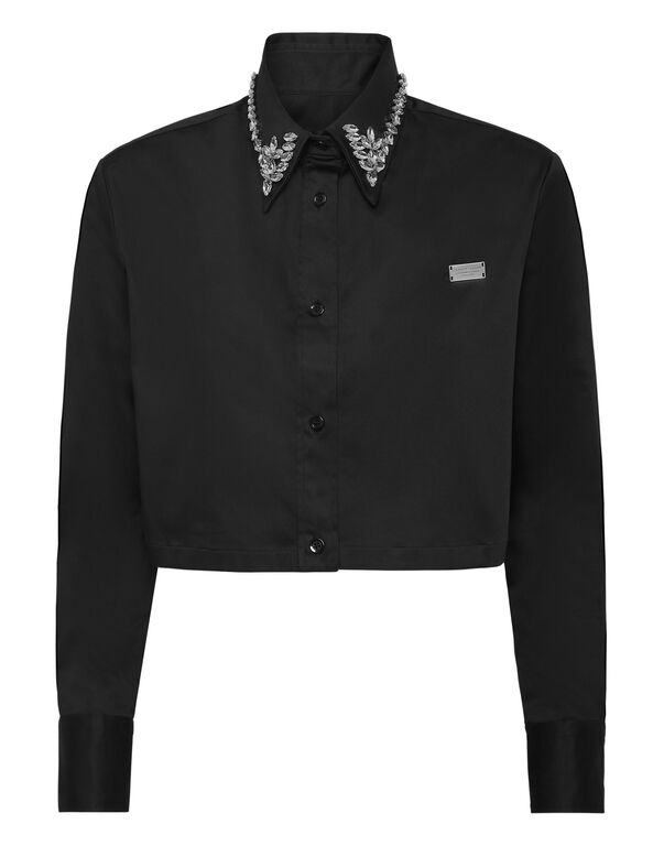 Cropped Shirt LS Gothic Plein black