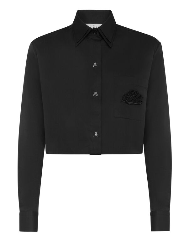 Cropped Double Collar Shirt Plein Deluxe black