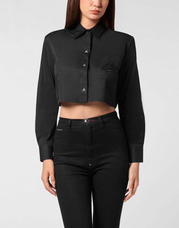 Cropped Double Collar Shirt Plein Deluxe black