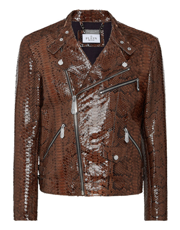 Python Leather Jacket brown
