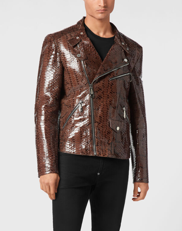 Python Leather Jacket brown