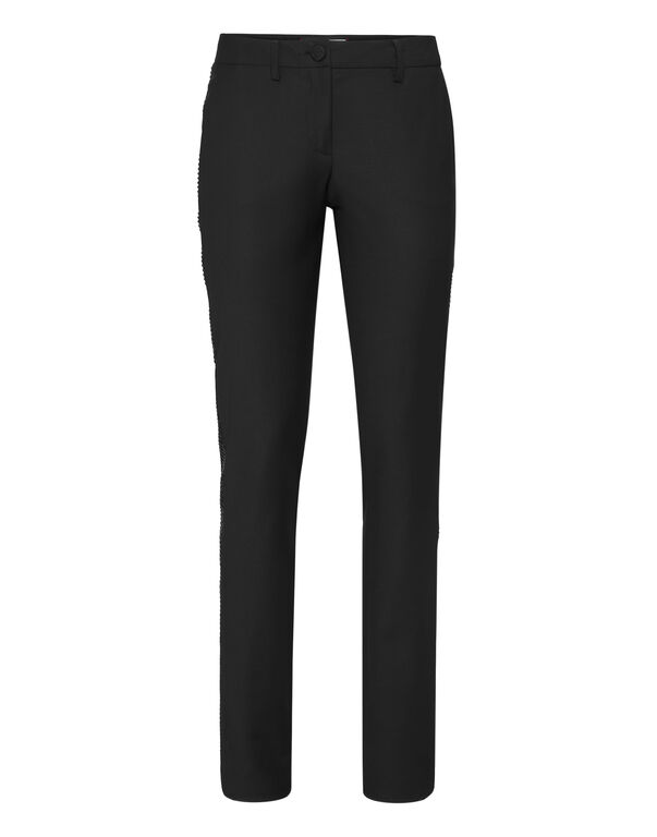 Wool Office Trousers Strass black