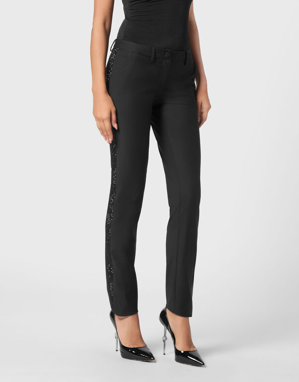 Wool Office Trousers Strass black