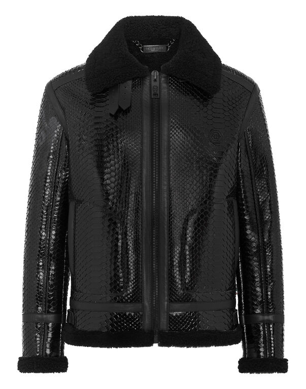 Shearling Python Jacket black