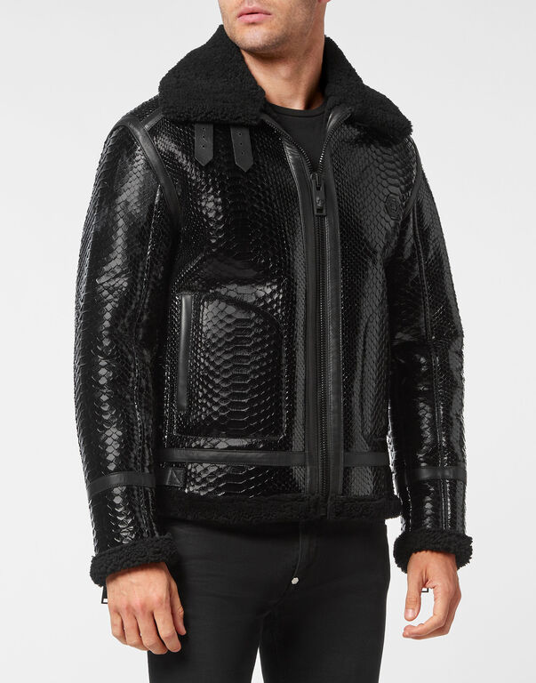 Shearling Python Jacket black