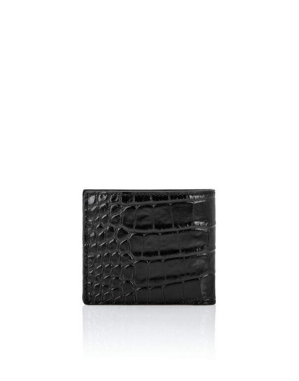 Crocco Printed Leather French Wallet Gothic Plein black