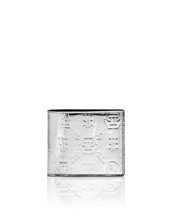 Mirror Leather French Wallet Monogram Silver