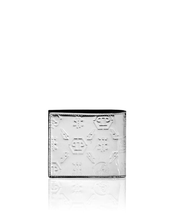 Mirror Leather French Wallet Monogram Silver