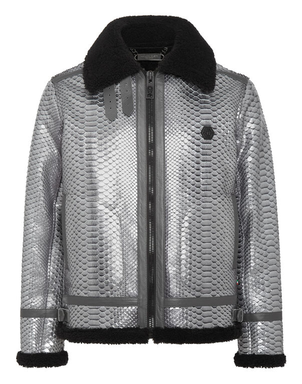 Shearling Python Jacket Silver