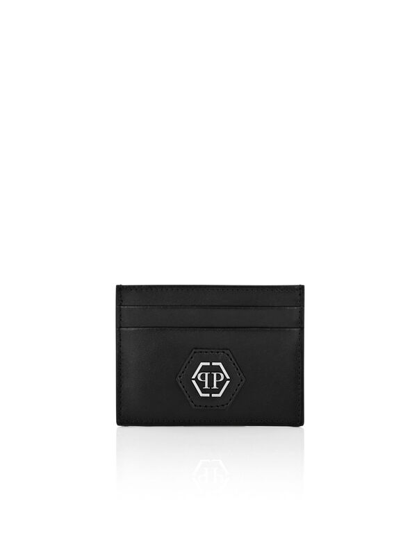 Leather Credit Cards Holder Hexagon black