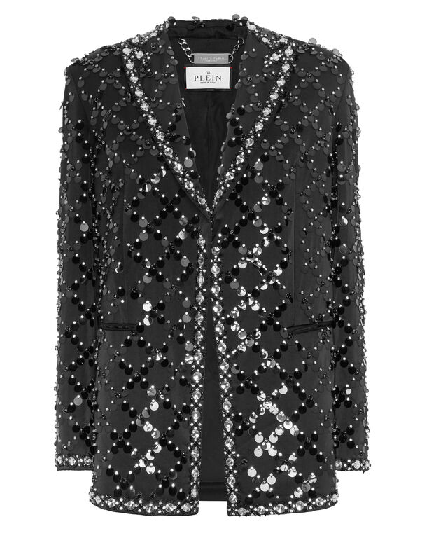 Blazer Boyfriend Fit Plein Paillettes black