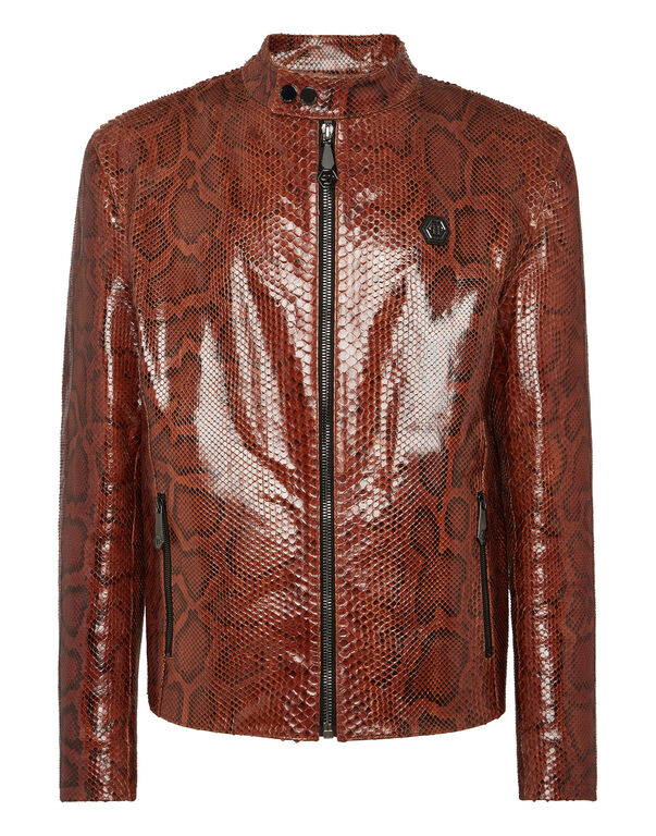 Real Python Leather Jacket brown