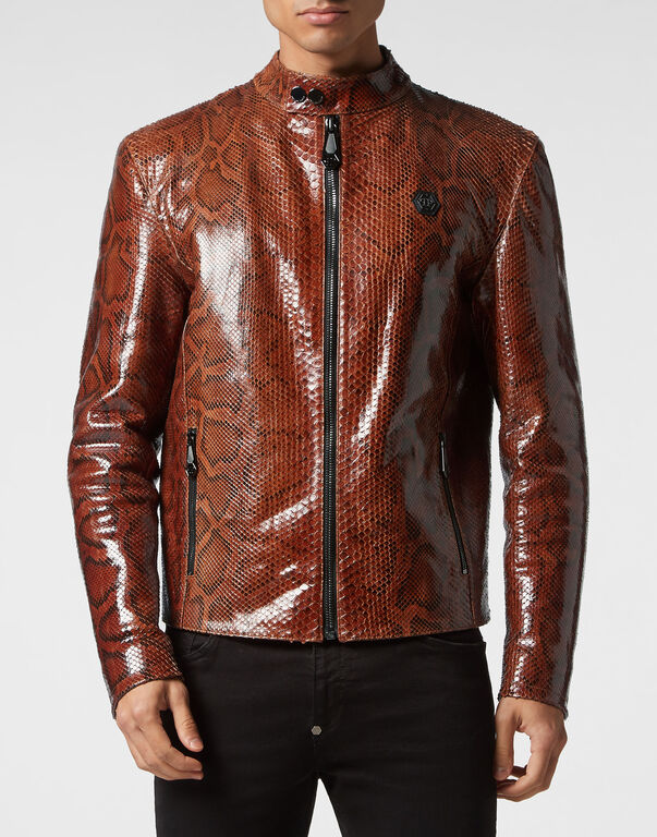 Real Python Leather Jacket brown