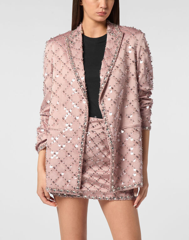 Blazer Boyfriend Fit Plein Paillettes nude pink