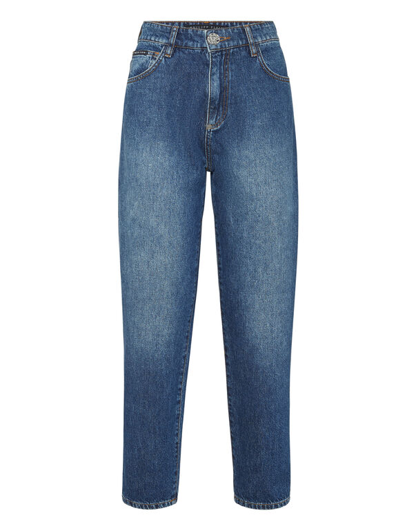 Denim Mom Fit Trousers Blue Shark