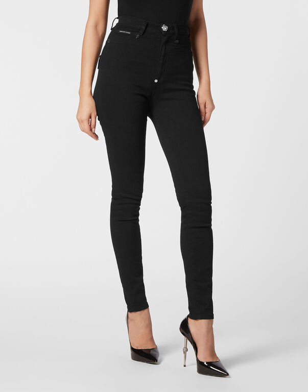 Crystal Skull Denim Super High Waist Jegging Summer Night