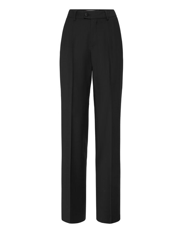Wool Straight Office Trousers black