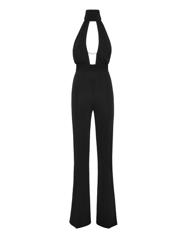 Halter Neck Backless Jumpsuit black